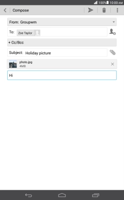 Press the send icon when you've finished your email message.