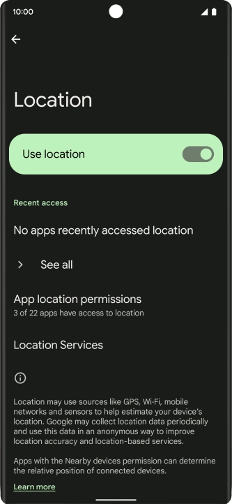 Press App location permissions.
