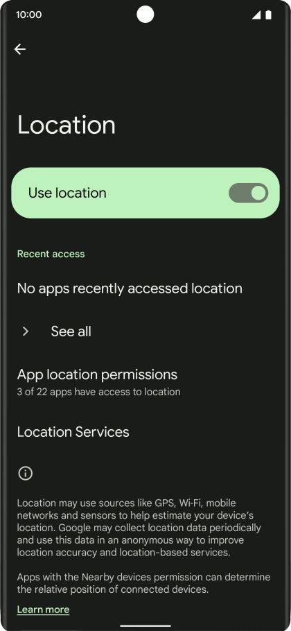 Press App location permissions.