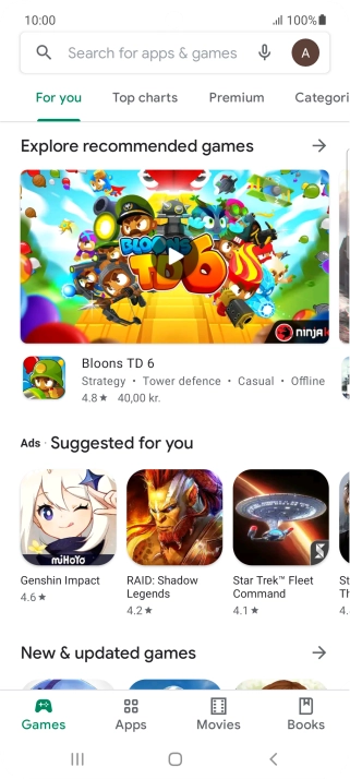 Press the search field.