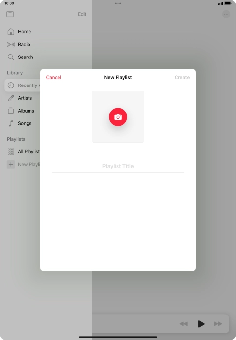 Press the text input field and key in a name for the playlist.