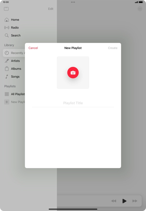 Press the text input field and key in a name for the playlist.