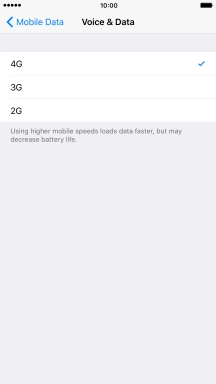 Press the required network mode.