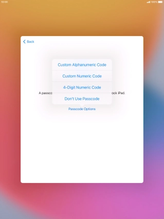 Follow the instructions on the screen to turn on use of lock code or press Don't Use Passcode.