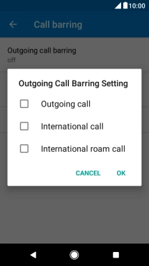 Press the required setting.