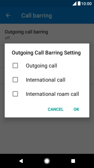 Press the required setting.