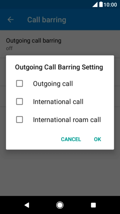 Press the required setting.