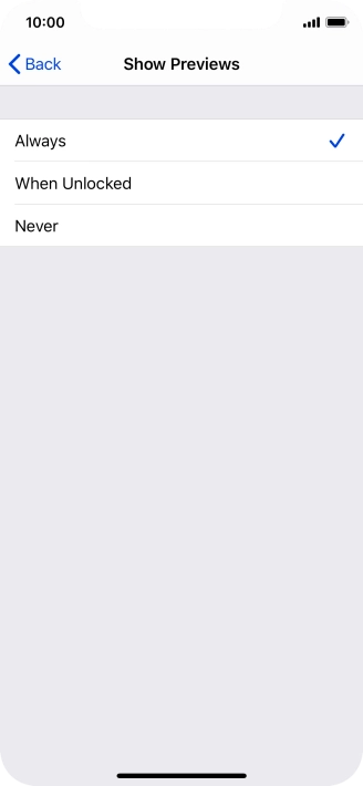 To select notification preview on the lock screen, press Always.