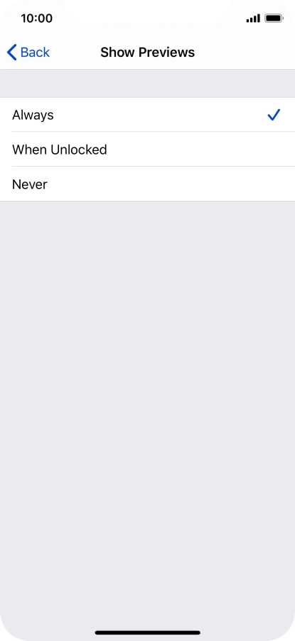 To select notification preview on the lock screen, press Always.