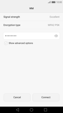 Key in the password for the Wi-Fi network and press Connect.
