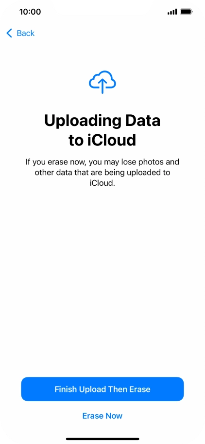 Press the required setting.