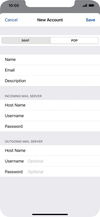 Press Username and key in the username for your email account. Please note that if you're using Vodafone's outgoing server, leave the username field empty.