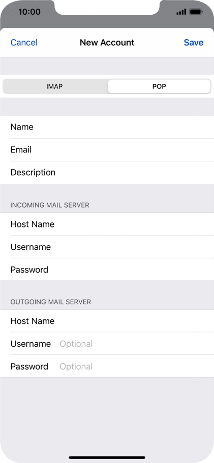 Press Username and key in the username for your email account. Please note that if you're using Vodafone's outgoing server, leave the username field empty.