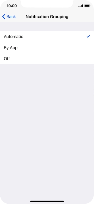 Press the required setting.