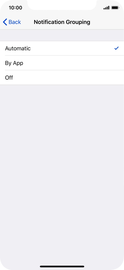 Press the required setting.