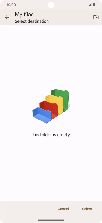 To create a new folder, press the new folder icon and follow the instructions on the screen to create a new folder.