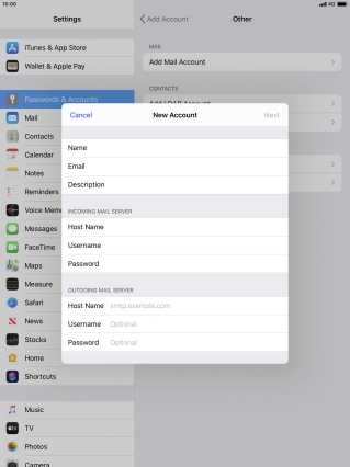 Press Host Name and key in the name of your email provider's outgoing server. Please note that if you can't send email messages when using your email provider's outgoing server, key in smtp.vodafone.net.au (Vodafone's outgoing server).