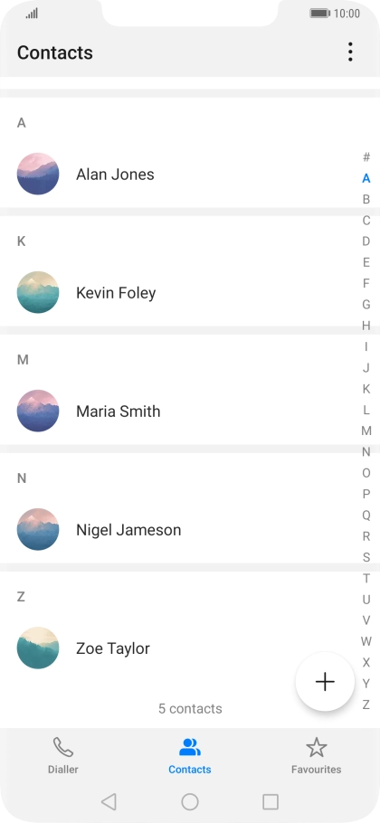 Press the required contact.