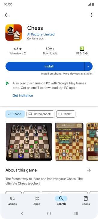 Press Install and follow the instructions on the screen to install the app.