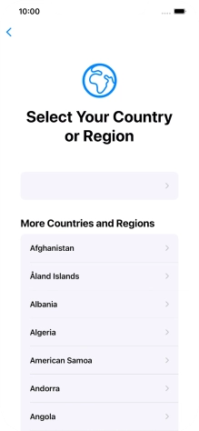 Press the required country or area.