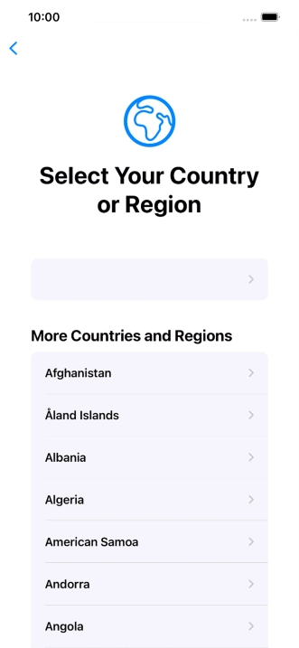 Press the required country or area.