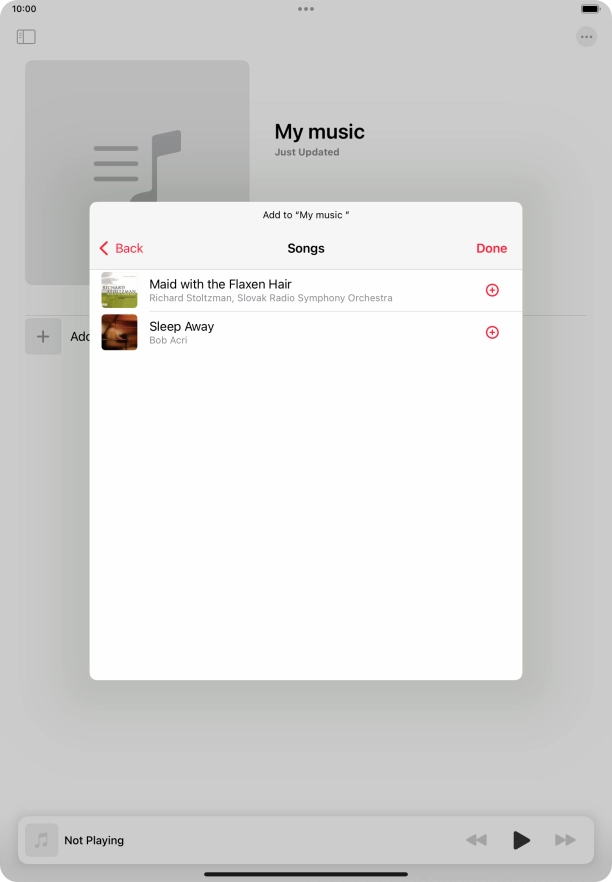 Go to the required category and press the add icon next to the required audio file.