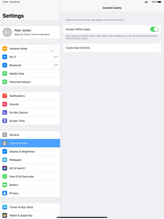 Press the indicator next to 