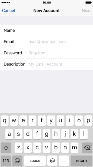 Press Email and key in your email address.