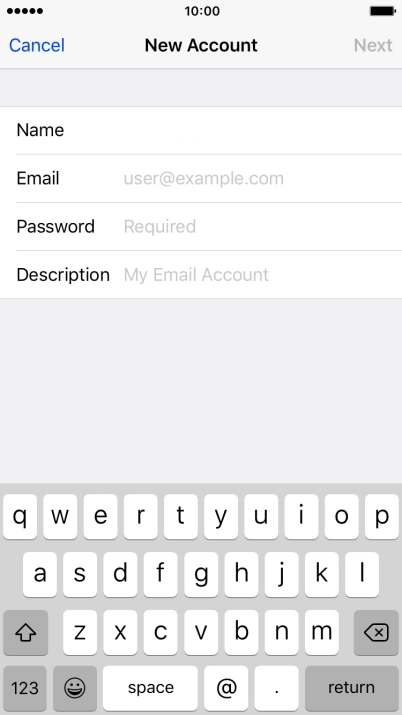 Press Email and key in your email address.