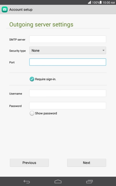 If you turn on SMTP authentication, press the field next to 