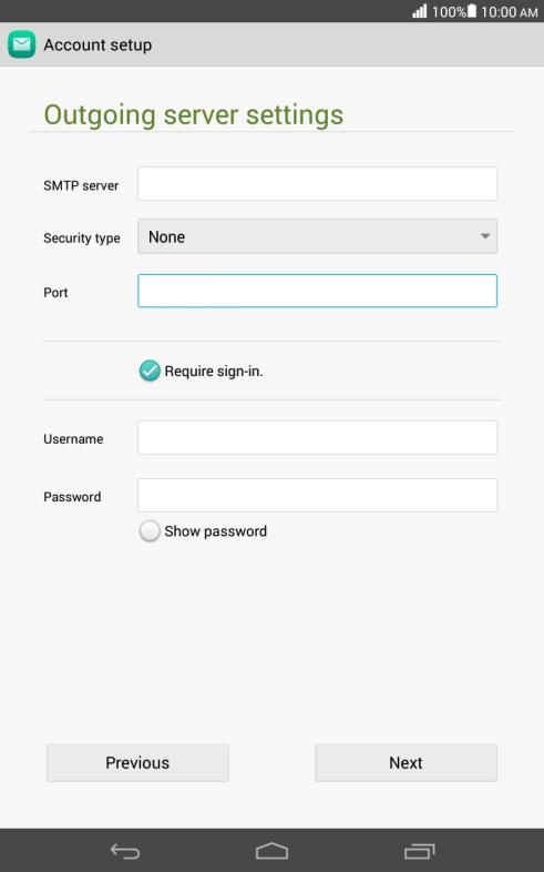 If you turn on SMTP authentication, press the field next to 