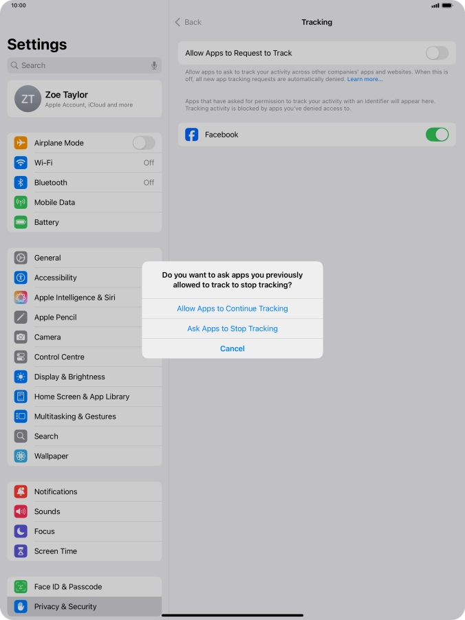 If you turn off the function, press the required setting.
