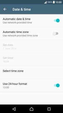 Press Automatic time zone to turn on the function.