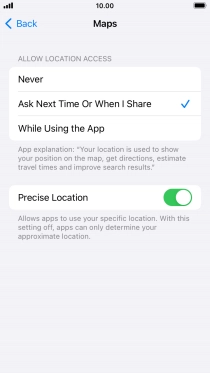 Press the required setting to turn the function on or off.