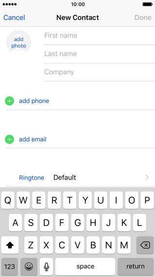 Press First name and key in the first name.