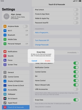 If you turn on the function, press Enable.