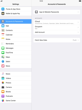 Press the name of the email account you've just set up.