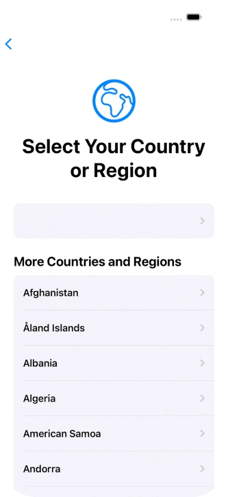 Press the required country or area.