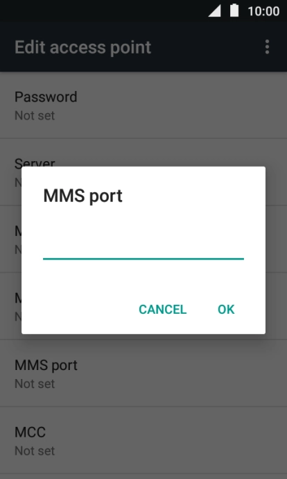 Key in 8080 and press OK.