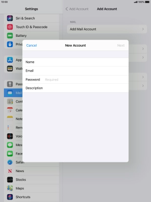 Press Password and key in the password for your email account.