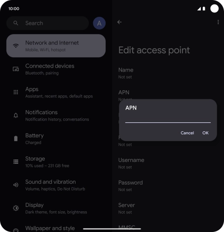 Key in live.vodafone.com and press OK.