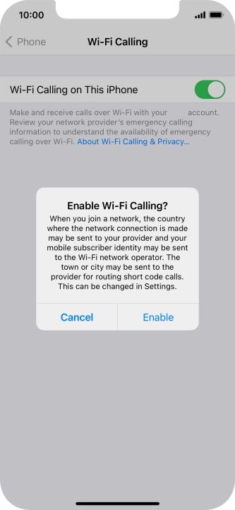 If you turn on the function, press Enable.