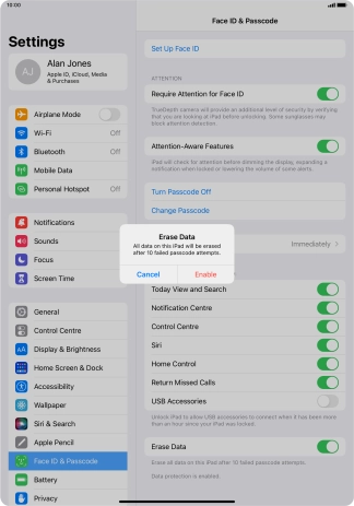 If you turn on the function, press Enable.