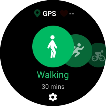 Drag your finger right or left to select the required activity.