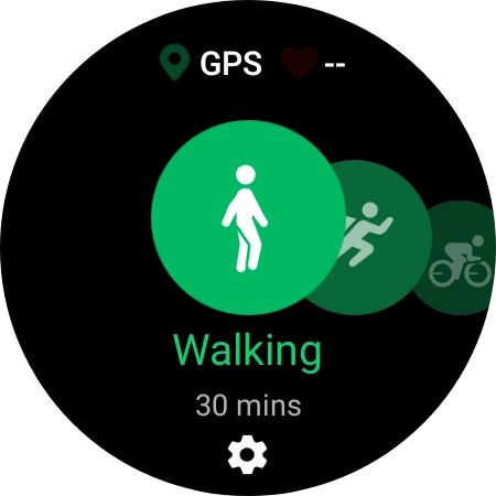 Drag your finger right or left to select the required activity.