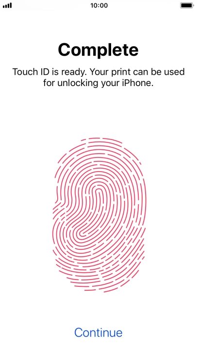 Press Continue. If you haven't previously selected a phone lock code, key in a code of your own choice twice.