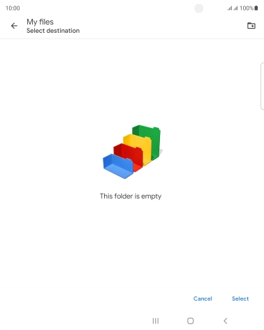 To create a new folder, press the new folder icon and follow the instructions on the screen to create a new folder.
