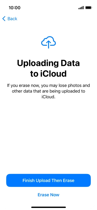 Press the required setting.