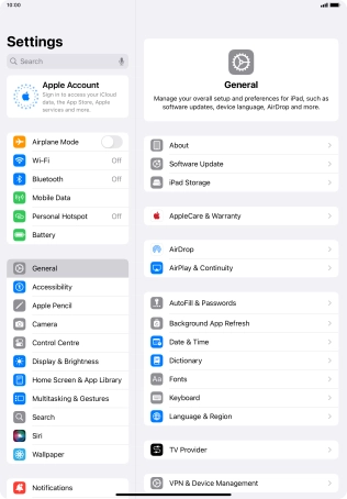 Press Apple Account.