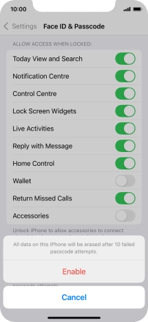 If you turn on the function, press Enable.
